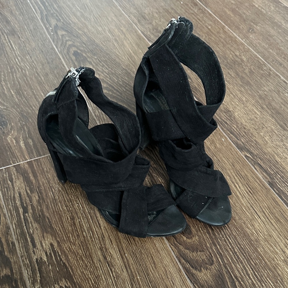 Zara Elegant Black Wrap Heels